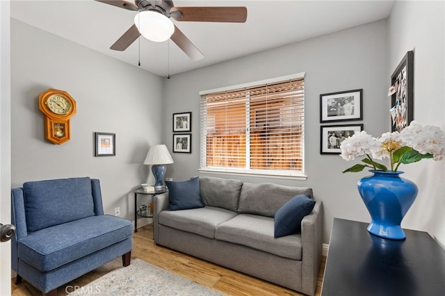 27263 Family Cir, Menifee, CA 92586 - living room with a ceiling fan and wood finished floors