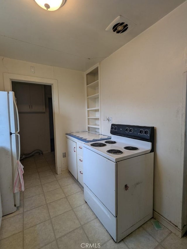 548 S Plumas St, Willows, CA 95988 - kitchen featuring open shelves, white appliances, and white cabinets