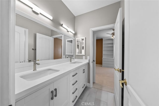 24240 Avenida De Marcia, Yorba Linda, CA 92887 - bathroom with double vanity and ceiling fan