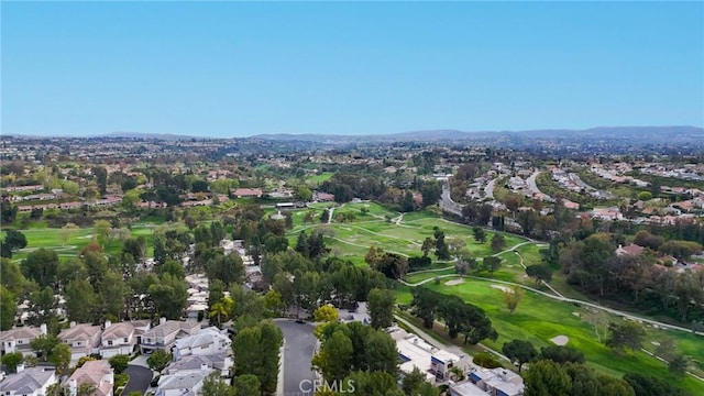 bird's eye view with golf course view and a residential view