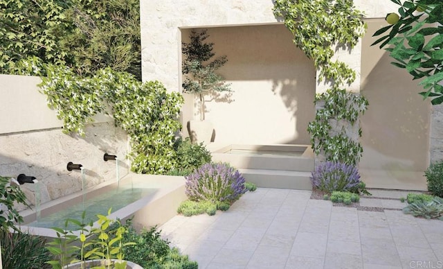 exterior space with stucco siding