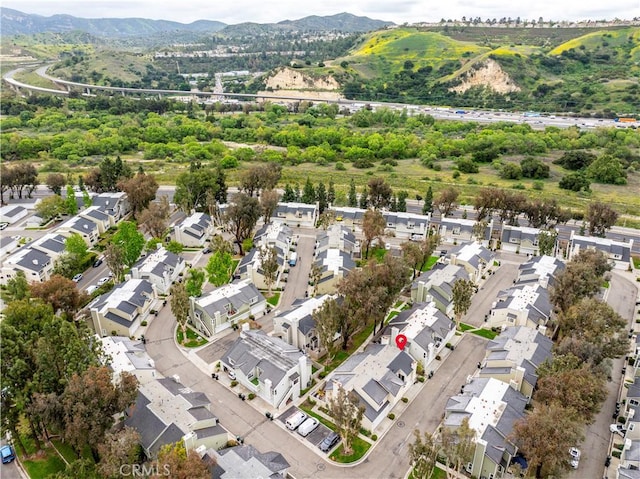 aerial view with a residential view and a mountain view