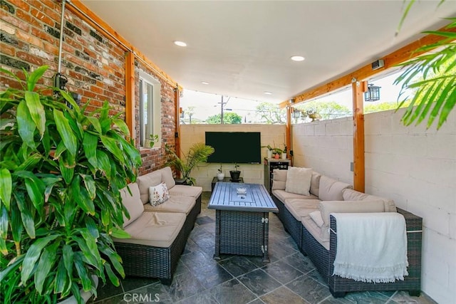 10444 Flowerdale Ct, Sun Valley, CA 91352 - view of patio / terrace with an outdoor living space and a fenced backyard
