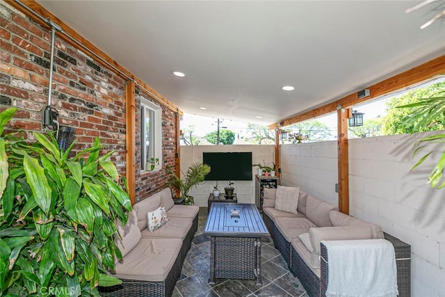 10444 Flowerdale Ct, Sun Valley, CA 91352 - view of patio with an outdoor living space and a fenced backyard