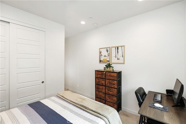 59 Sanctuary Ln, Mission Viejo, CA 92692 - bedroom with light carpet, recessed lighting, baseboards, and a closet