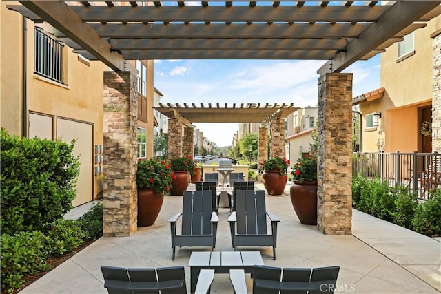 59 Sanctuary Ln, Mission Viejo, CA 92692 - view of patio with a pergola, fence, and outdoor dining area