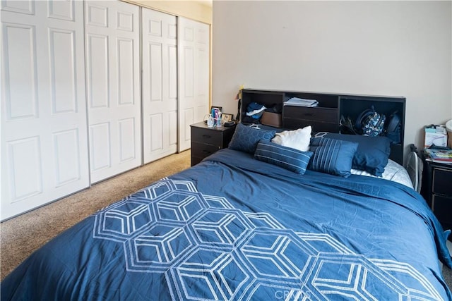 bedroom with a closet and carpet floors