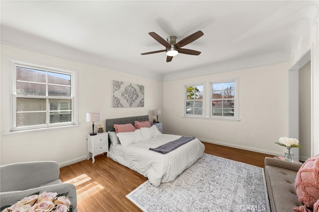 1492 Coolidge Ave, Pasadena, CA 91104 - bedroom featuring wood finished floors, ceiling fan, and baseboards