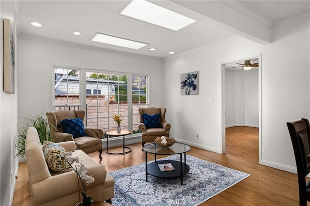 1492 Coolidge Ave, Pasadena, CA 91104 - sitting room with recessed lighting, baseboards, ornamental molding, and wood finished floors