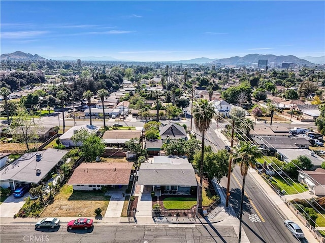 aerial view featuring a residential view and a mountain view