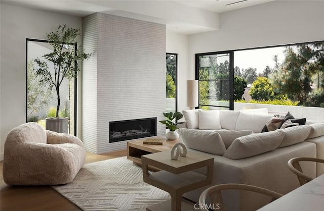 3 Rue Valbonne, Newport Beach, CA 92660 - interior space with wood finished floors and a large fireplace