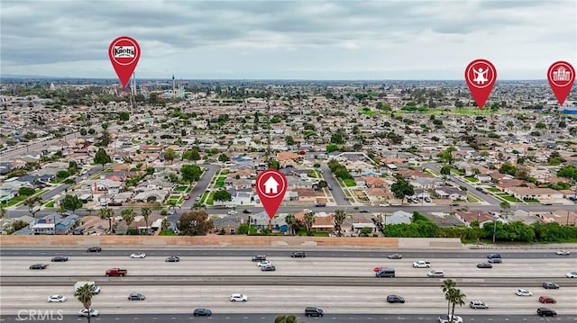 bird's eye view with a residential view