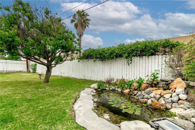 view of yard featuring a fenced backyard