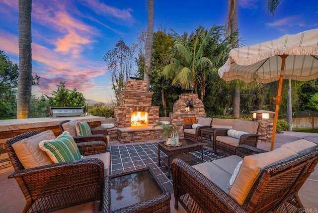 753 Jacquelene Ct, Encinitas, CA 92024 - view of patio featuring an outdoor living space with a fireplace