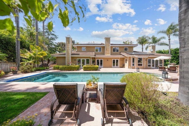 753 Jacquelene Ct, Encinitas, CA 92024 - swimming pool with french doors, a patio, and fence