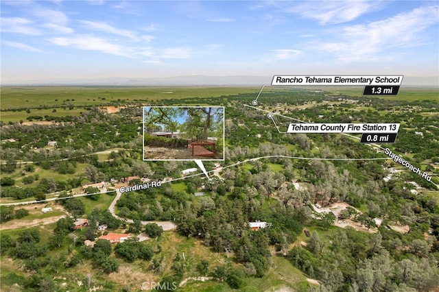 7395 Cardinal Rd, Corning, CA 96021 - aerial overview of property's location featuring property parcel outlined