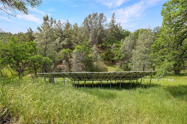 view of home's community featuring a forest view