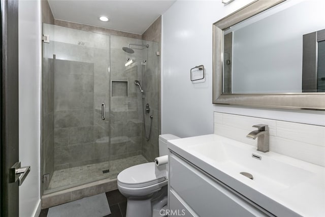 1430 Irving Ave, Glendale, CA 91201 - full bath with vanity, tile patterned flooring, recessed lighting, toilet, and a shower stall