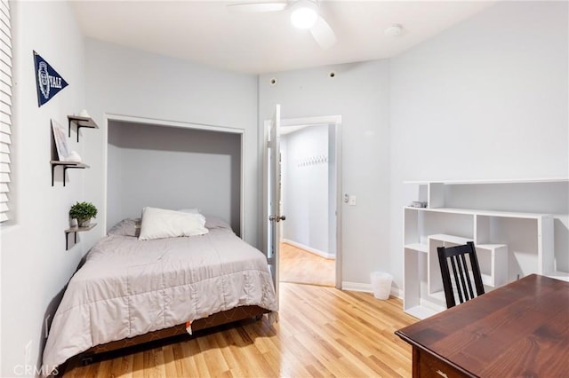 1180 Civic Center Dr Unit B21, Oceanside, CA 92054 - bedroom featuring light wood-style flooring, baseboards, and ceiling fan