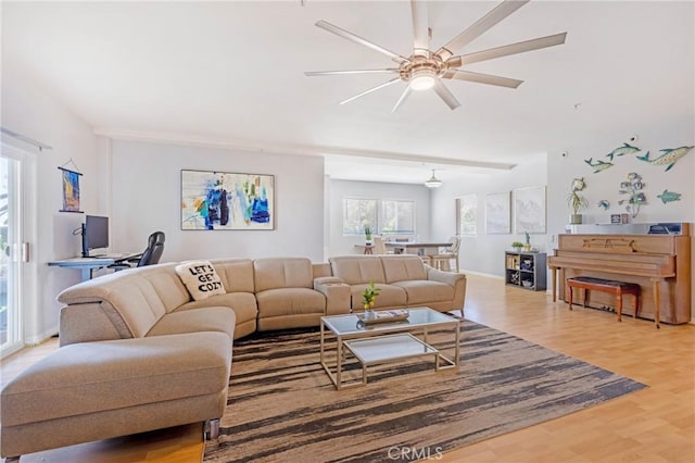 1180 Civic Center Dr Unit B21, Oceanside, CA 92054 - living room with ceiling fan and wood finished floors