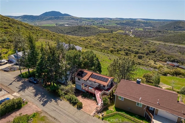 drone / aerial view with a mountain view