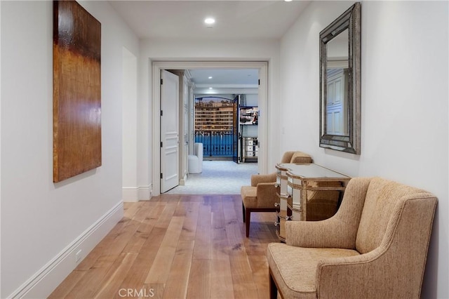 2258 Channel Rd, Newport Beach, CA 92661 - hall with light wood-style floors, recessed lighting, and baseboards