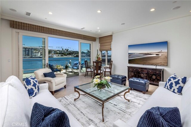 2258 Channel Rd, Newport Beach, CA 92661 - living room with crown molding and recessed lighting