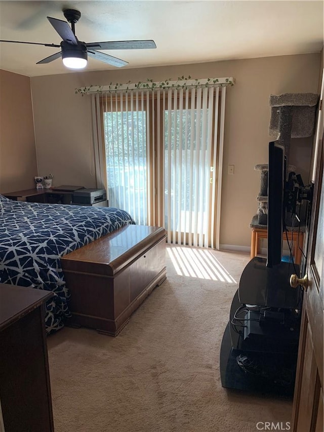 bedroom with carpet floors and ceiling fan