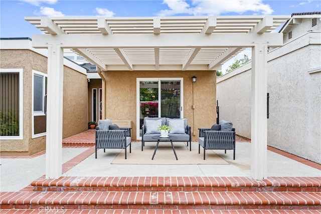 view of patio with a pergola and an outdoor hangout area