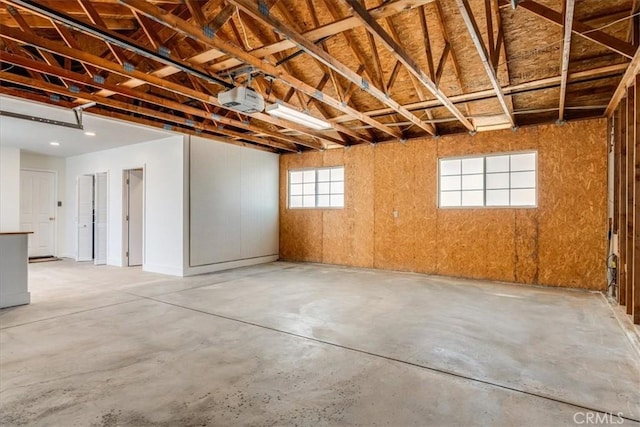garage with a garage door opener