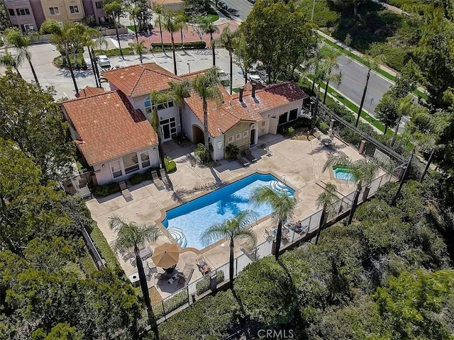 2500 San Gabriel Way Unit 202, Corona, CA 92882 - aerial view of property and surrounding area with a pool