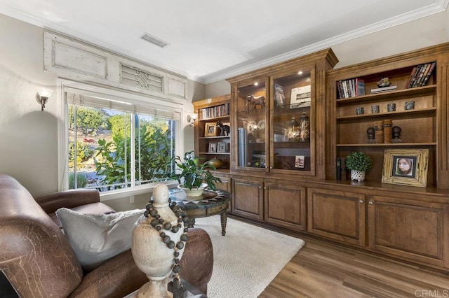 1078 Rainbow Crest Rd, Fallbrook, CA 92028 - sitting room with crown molding and wood finished floors