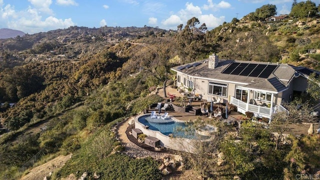 1078 Rainbow Crest Rd, Fallbrook, CA 92028 - aerial view of property's location featuring a mountain backdrop and a pool