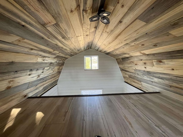 1078 Rainbow Crest Rd, Fallbrook, CA 92028 - additional living space featuring wood walls, wooden ceiling, lofted ceiling, and wood-type flooring