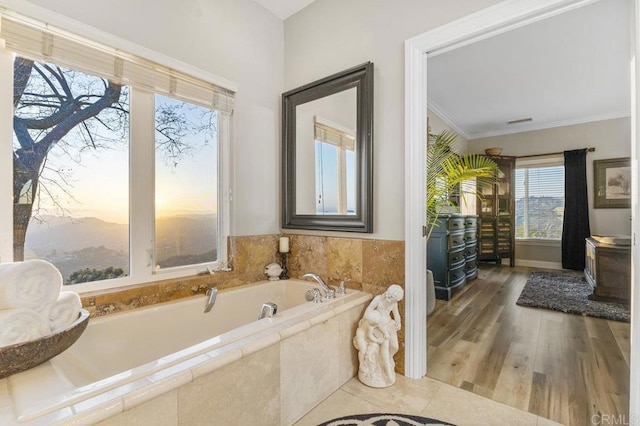 1078 Rainbow Crest Rd, Fallbrook, CA 92028 - full bathroom featuring a garden tub and crown molding