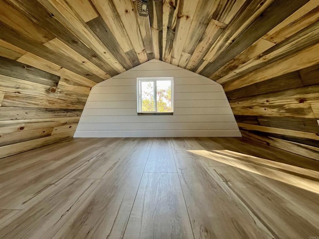 1078 Rainbow Crest Rd, Fallbrook, CA 92028 - additional living space with wooden walls, lofted ceiling, wood-type flooring, and wood ceiling
