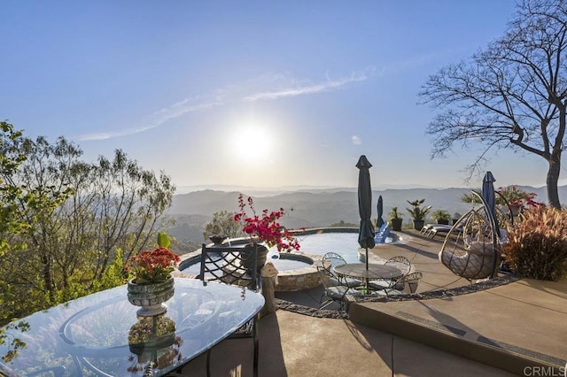 1078 Rainbow Crest Rd, Fallbrook, CA 92028 - view of patio featuring a mountain view and outdoor dining space