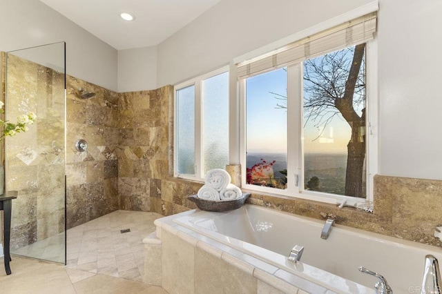 1078 Rainbow Crest Rd, Fallbrook, CA 92028 - bathroom featuring a bath, plenty of natural light, and a walk in shower