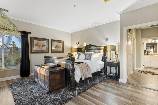 1078 Rainbow Crest Rd, Fallbrook, CA 92028 - bedroom with crown molding, wood finished floors, and baseboards
