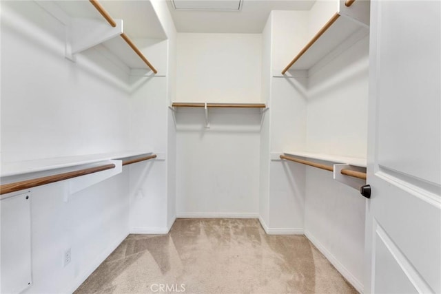 spacious closet with light carpet