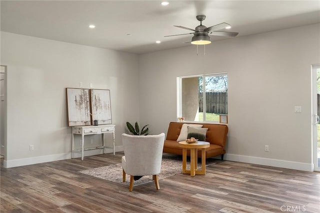 1924 Crandall Way, Paradise, CA 95969 - living area with wood finished floors, ceiling fan, baseboards, and recessed lighting
