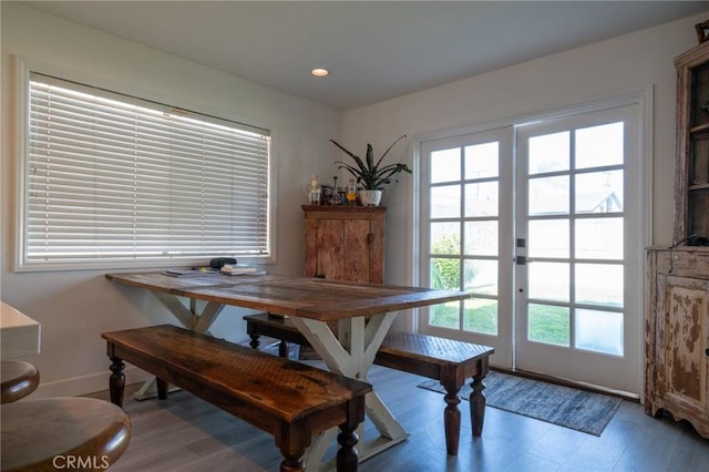 207 Knox St, Costa Mesa, CA 92627 - dining space with wood finished floors, baseboards, and recessed lighting