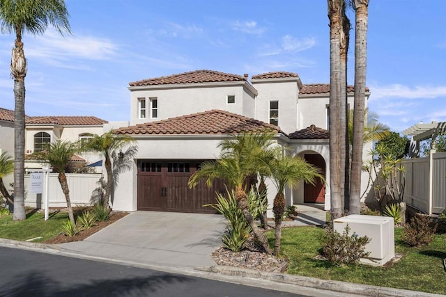 6356 Camino Largo, San Diego, CA 92120 - mediterranean / spanish-style home with concrete driveway, stucco siding, a garage, and a tiled roof