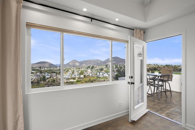 6356 Camino Largo, San Diego, CA 92120 - spare room with a mountain view, recessed lighting, baseboards, and french doors