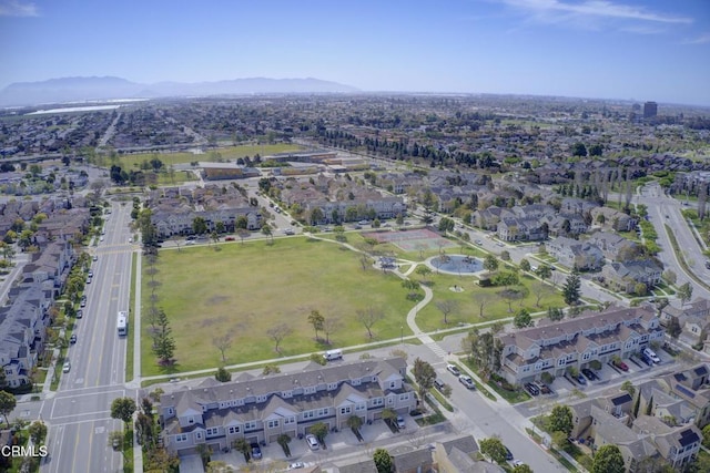 bird's eye view with a mountain view