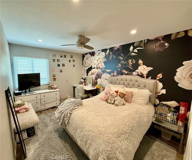 28236 Branch Rd, Castaic, CA 91384 - bedroom featuring recessed lighting and a ceiling fan