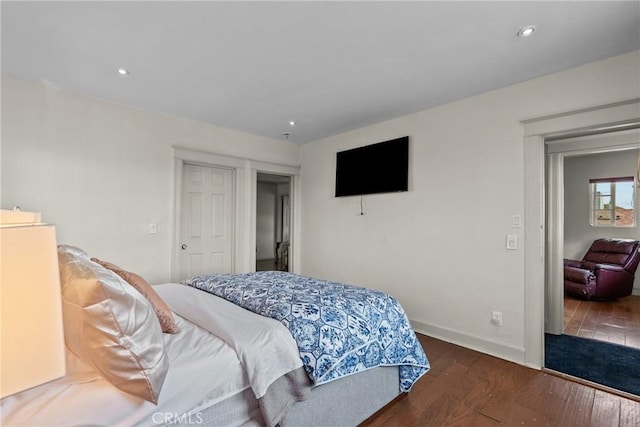 1435 W 50th St, Los Angeles, CA 90062 - bedroom featuring wood finished floors, baseboards, and recessed lighting