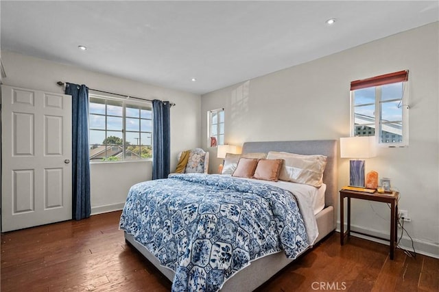1435 W 50th St, Los Angeles, CA 90062 - bedroom featuring wood-type flooring, baseboards, and recessed lighting