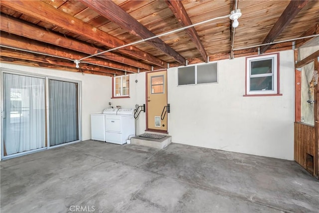 16230 Denley St, Hacienda Heights, CA 91745 - below grade area featuring washing machine and clothes dryer and wooden ceiling