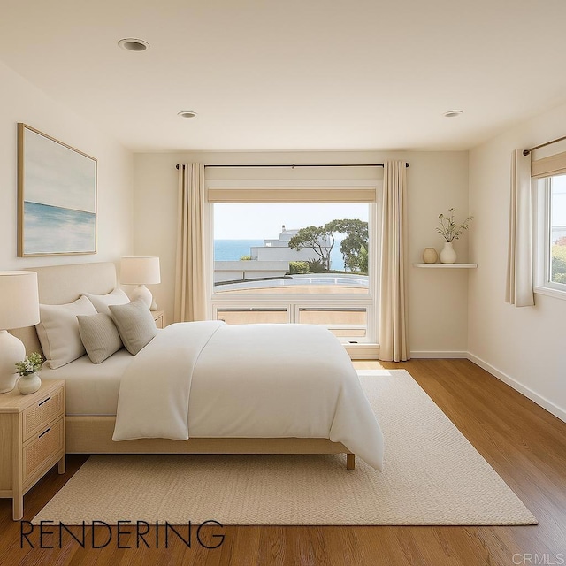 145 13th St, Del Mar, CA 92014 - bedroom featuring wood finished floors, baseboards, and recessed lighting
